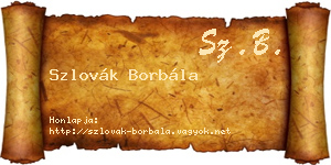 Szlovák Borbála névjegykártya